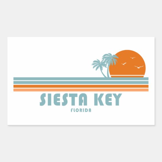 Siesta Key Florida Sun Palm Trees Rechthoekige Sticker (Voorkant)