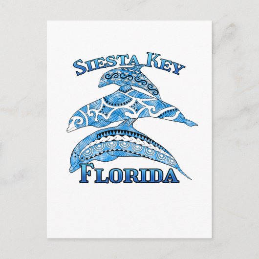 Siesta Key Florida Vacation Tribal Dolphins Briefkaart (Voorkant)