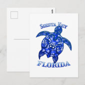 Siesta Key Florida Vacation Tribal Turtle Briefkaart (Voorkant / Achterkant)