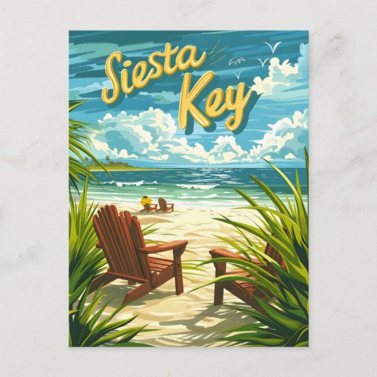 Siesta Key Florida vintage Briefkaart (Voorkant)