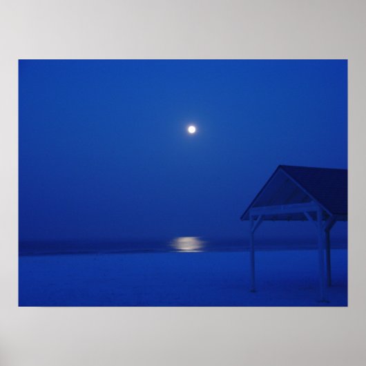 Siesta Key, Florida - volle maan over de golf bij  Poster (Voorkant)