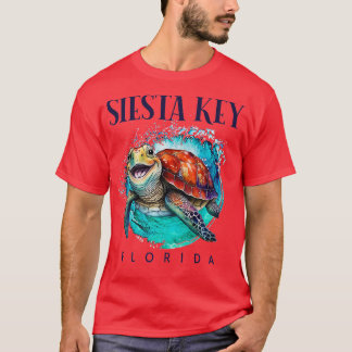 Siesta Key Florida Waterverf Happy Zee Turtle T-shirt