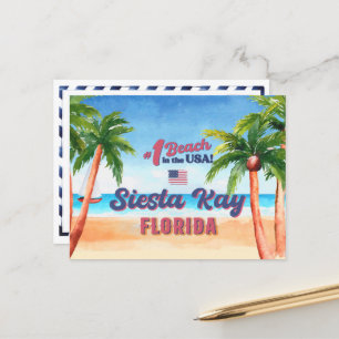 Siesta Key Florida Waterverf Souvenirs FL Briefkaart