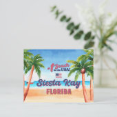Siesta Key Florida Waterverf Souvenirs FL  Briefkaart (Staand voorkant)