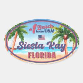 Siesta Key Florida Waterverf Souvenirs FL  Ovale Sticker