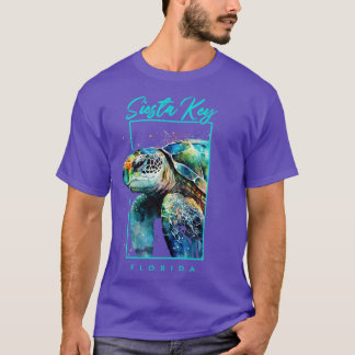 Siesta Key Florida Waterverf Zee Schildpad Portret T-shirt