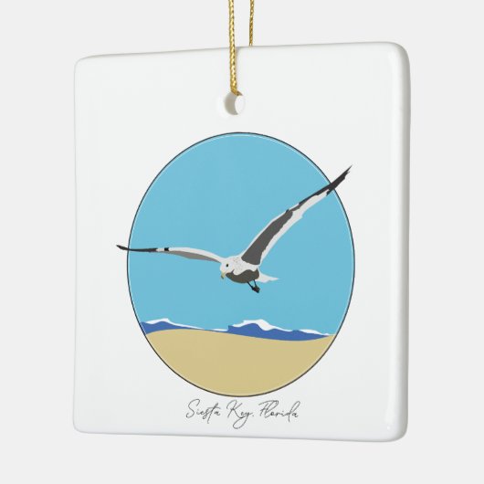 Siesta Key, Florida Zee Gull over het strand Keramisch Ornament (Links)