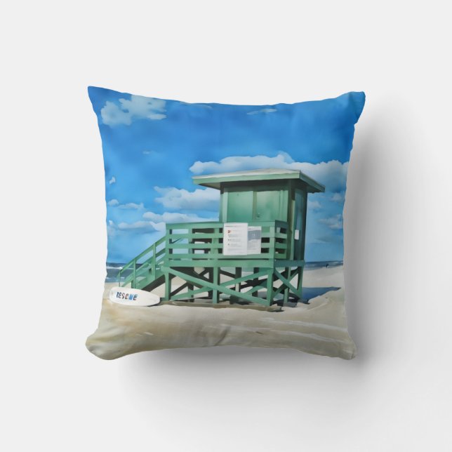 Siesta Key Green LifeGuard Tower Pillow Kussen (Voorkant)