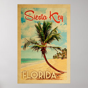 Siesta Key Poster Florida  palmboom strand