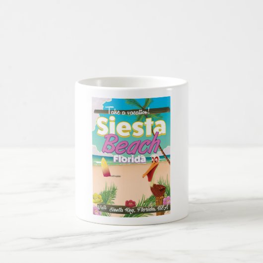 Siesta strand florida vintage reisposter koffiemok (Center)