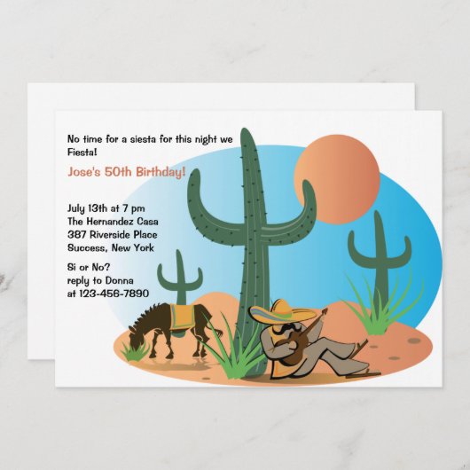 Siesta Uitnodiging (Voorkant / Achterkant)