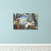 Siesta (Vrouw Ontspannen in een mediterrane tuin) Canvas Afdruk (Insitu (Houten vloer))