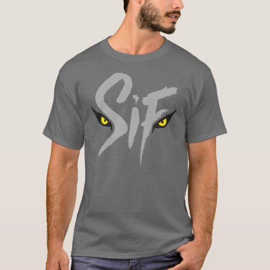 Sif, de Grote Grijze Wolf Typografie T-shirt (Voorkant)