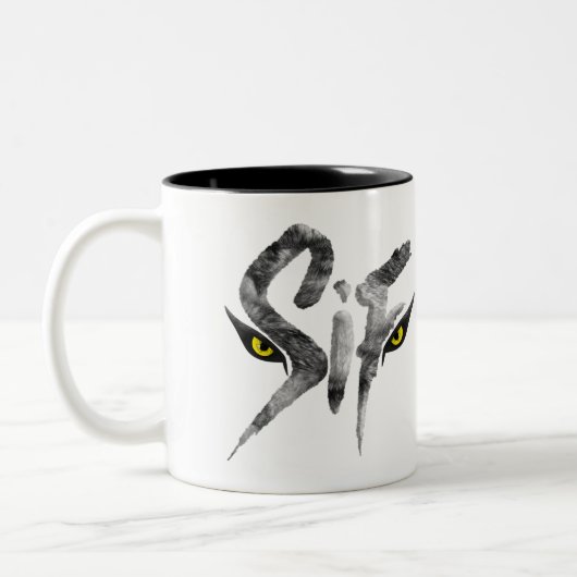 Sif, de Grote Grijze Wolf Typografie Tweekleurige Koffiemok (Links)