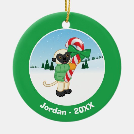 Sifaka Lemur Keramisch Ornament (Voorkant)