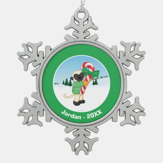 Sifaka Lemur Tin Sneeuwvlok Ornament (Voorkant)