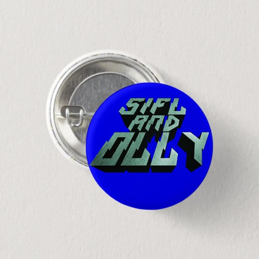 Sifl en Olly Metal Logo Button (blauw) (Voorkant /achterkant)