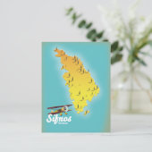 Sifnos Greece retro map Briefkaart (Staand voorkant)