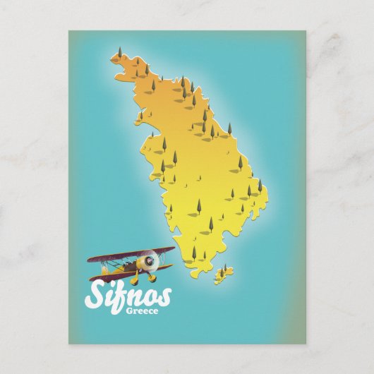 Sifnos Greece retro map Briefkaart (Voorkant)