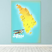 Sifnos Greece retro map Canvas Afdruk (Insitu (Houten vloer))