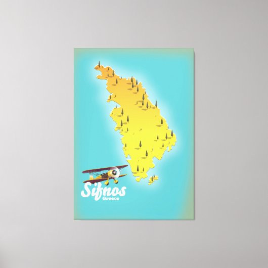 Sifnos Greece retro map Canvas Afdruk (Voorkant)