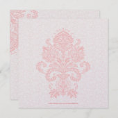 Sift Pink & White Floral Damask Wedding Invite Kaart (Voorkant / Achterkant)