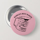 Sifter Quote Worlds Best Baker Ronde Button 7,6 Cm (Voorkant /achterkant)