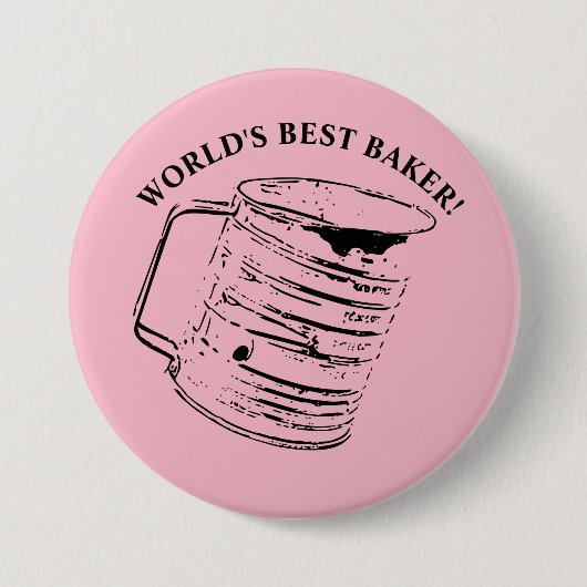 Sifter Quote Worlds Best Baker Ronde Button 7,6 Cm (Voorkant)