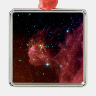 Sig07-006 Rode stofwolk NASA Metalen Ornament