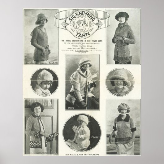 Sig-Knit-Ring Yarn 1923 Poster (Voorkant)