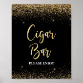 Sigaar Bar Teken Zwart & Goud Glitter Confetti Poster (Voorkant)