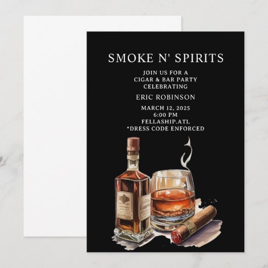 Sigaar en Bar Vrijgezellenfeest Kaart (Voorkant / Achterkant)