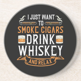Sigaar en Whiskey Quote Zandsteen Onderzetter