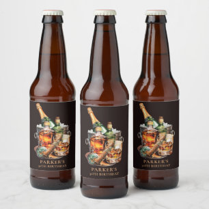 Sigaar en Whisky Mannen Bier Etiket