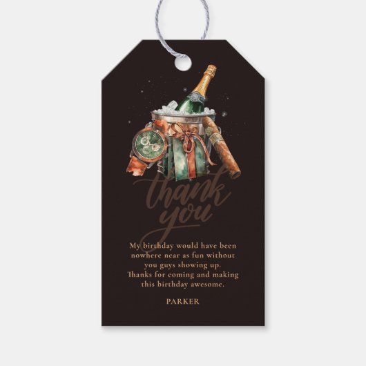 Sigaar en Whisky Mannen Cadeaulabel (Voorkant)