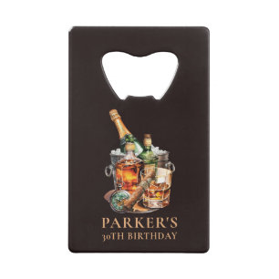 Sigaar en Whisky Mannen Creditkaart Flessenopener