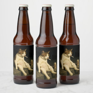 Sigaar Kitten Grappige Roken Kat Gen Z Meme Bier Etiket