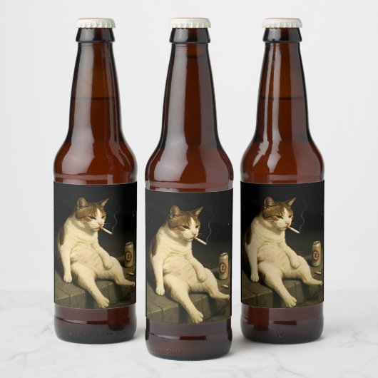 Sigaar Kitten Grappige Roken Kat Gen Z Meme Bier Etiket (Flessen)