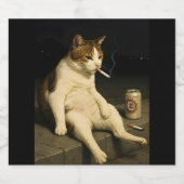 Sigaar Kitten Grappige Roken Kat Gen Z Meme Bier Etiket (Enkel label)