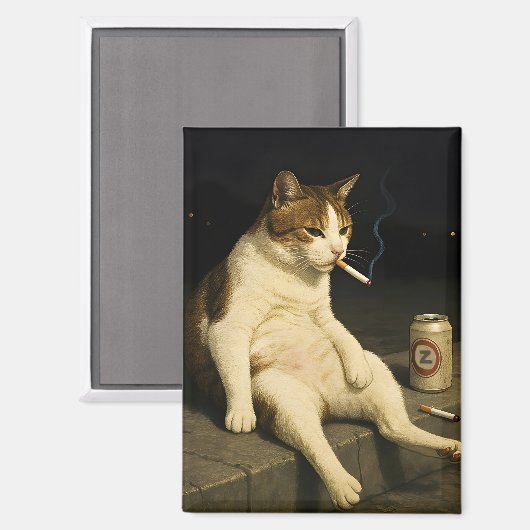 Sigaar Kitten Grappige Roken Kat Gen Z Meme Magneet (Voorkant / Achterkant)
