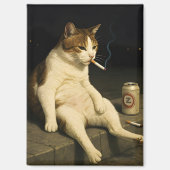 Sigaar Kitten Grappige Roken Kat Gen Z Meme Magneet (Voorkant)