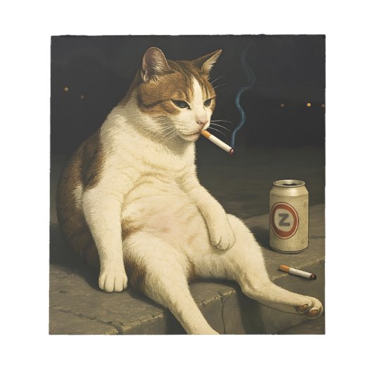Sigaar Kitten Grappige Roken Kat Gen Z Meme Notitieblok (Voorkant)