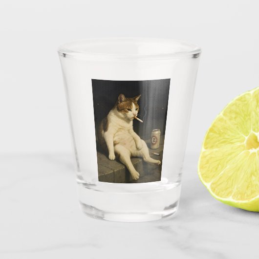 Sigaar Kitten Grappige Roken Kat Gen Z Meme Shot Glas (Voorkant)