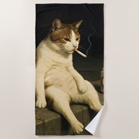 Sigaar Kitten Grappige Roken Kat Gen Z Meme Strandlaken (Voorkant)