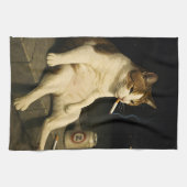 Sigaar Kitten Grappige Roken Kat Gen Z Meme Theedoek (Horizontaal)