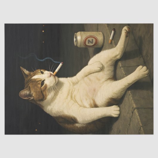 Sigaar Kitten Grappige Roken Kat Gen Z Meme Tissuepapier (Voorkant)