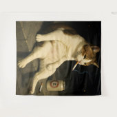 Sigaar Kitten Grappige Roken Kat Gen Z Meme Wandkleed (Voorkant (horizontaal))