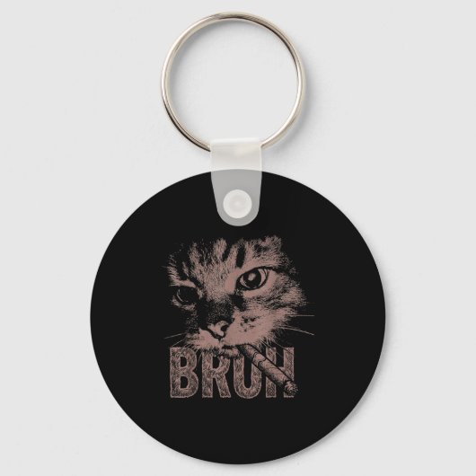 Sigaar kitten grappige rokende kat meme stom sleutelhanger (Voorkant)