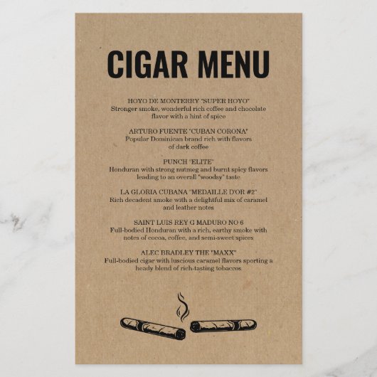 Sigaar Menu (Voorkant)