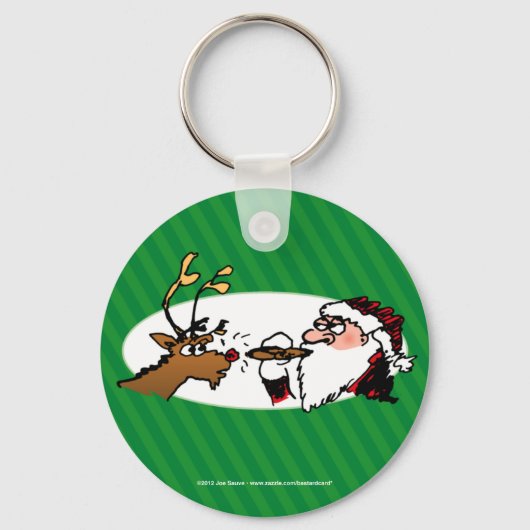 Sigaar Santa Grappige Cartoon Sleutelhanger (Voorkant)